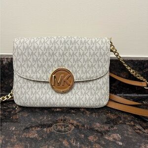 Michael Kors Cream and Brown Crossbody Bag